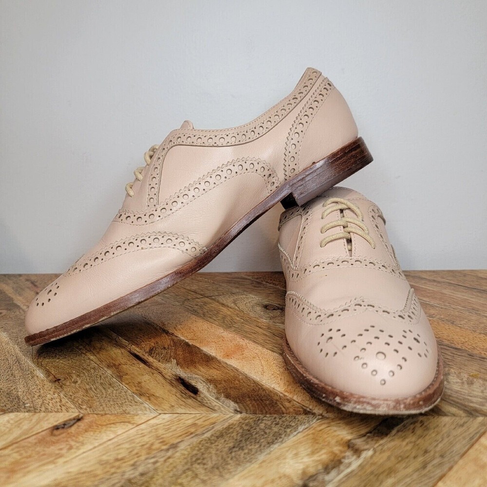 Kate Spade New York Wing Tip Oxford Shoes Womens 5M Tan Beige Lace Up - Picture 5 of 10